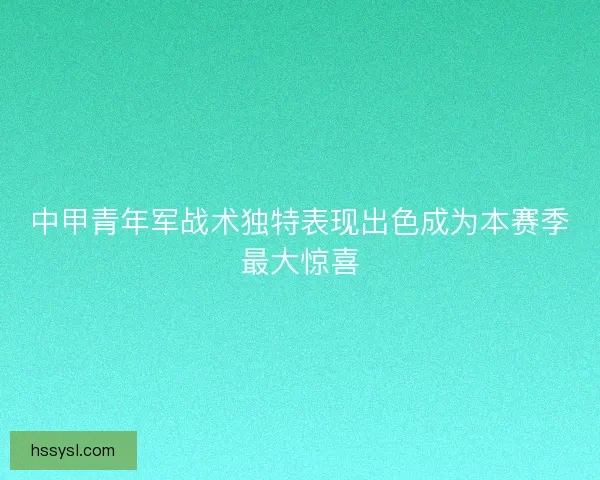 中甲青年军战术独特表现出色成为本赛季最大惊喜